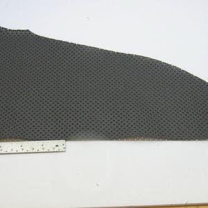 Gray/Grey Perforated Cowhide Leather Piece 96 square inches 3P1 leather scraps; eco friendly; scrapbooking; crafting