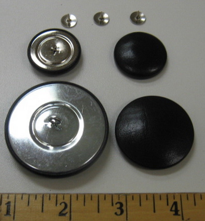 Leather Covered Button set 16 Black Etsy