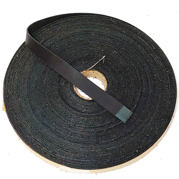 5/8" Flat, Cowhide Leather Strap in Matte Black Bootleather (5 YDS) 0625NCD