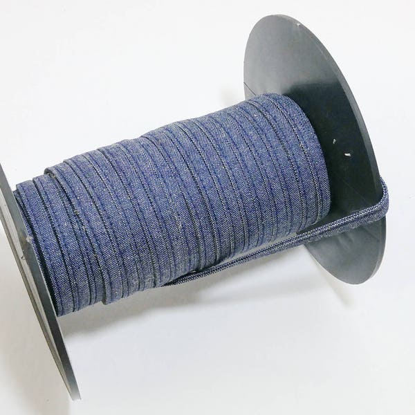 NEW COLOR!!!   1/4" Stitched and Folded Jewelry Cord in 6oz Denim (10 YDS) 2635XTDEN