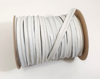 5/8" Round Cord Piping, Genuine Cowhide Leather in Cool White UPL (2 YDS) 3118XCB - bold piping; upholstery piping; large cushions