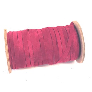 3/16&quot; Flat, Pig Suede Leather Lacing in Cherry (10 YDS) 0187NP5