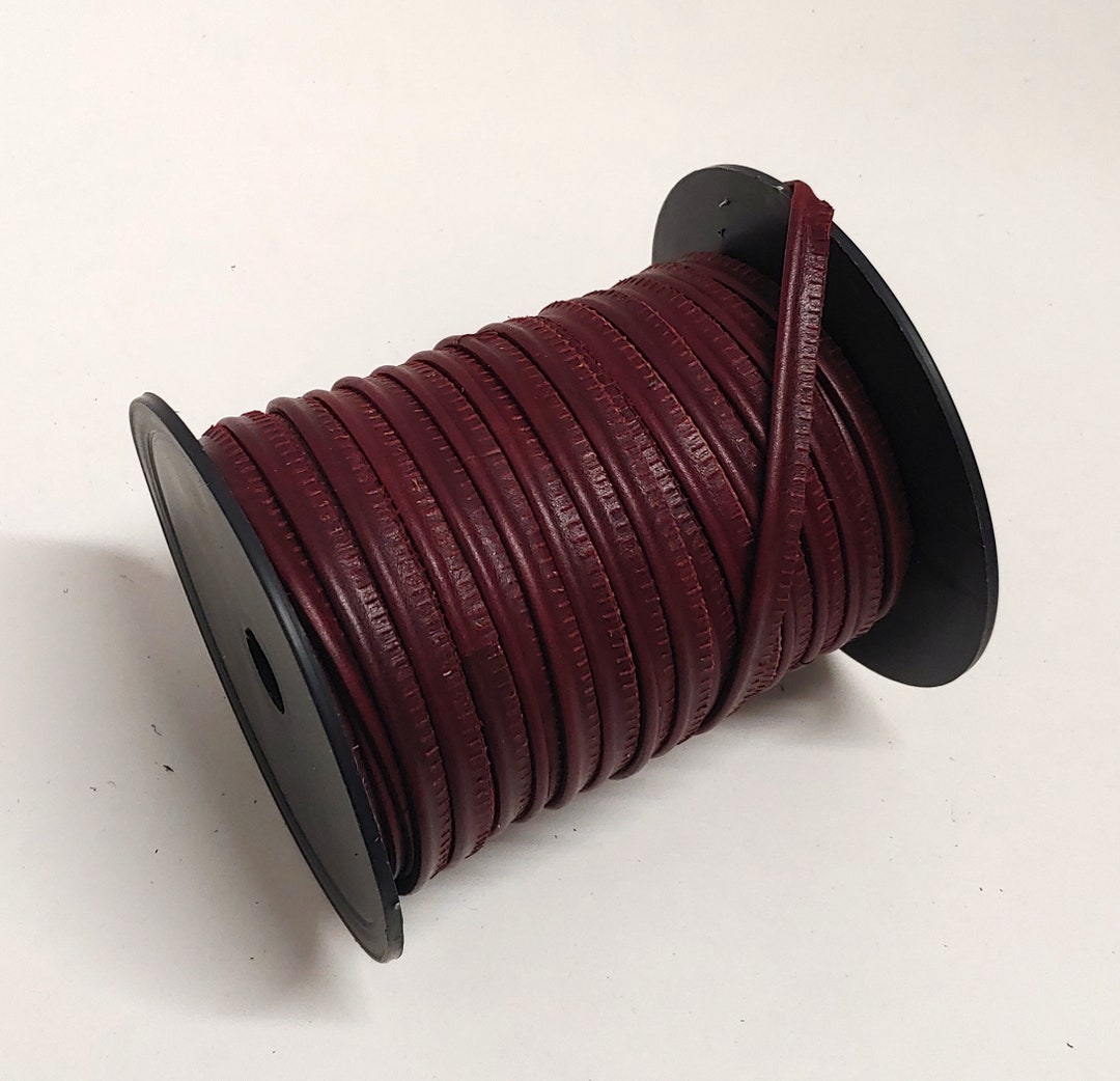 Oxblood Slashed Leather Cord Piping 5/16