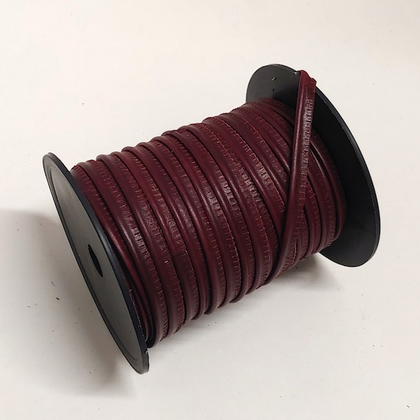 Oxblood Slashed Leather Cord Piping  5/16" (3 yds) 2095XDE