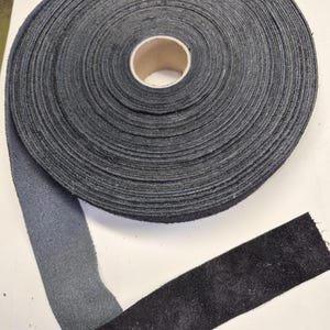 1 1/2" Flat Split Suede Cowhide Leather Strip in Black (2 YDS) 1500NC5 Thickness of 0.062", 1.5 MM - binding