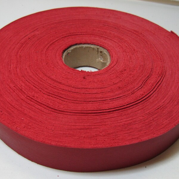 1-1/4" Flat Cowhide Leather Binding in Red Duquesa (3 YDS) 1250NDB trim tape; edge binding; leather tape *card*