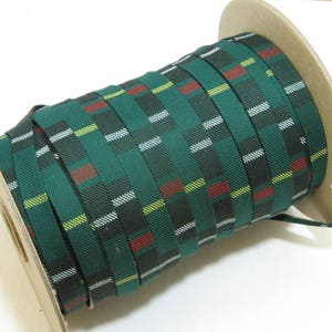 1/2&quot; Green Tartan Fabric Double-Folded Stripping (5 yds) 0500BTTAR strips; jewelry cord; trimming; VEGAN strips; decorative trim; sewing
