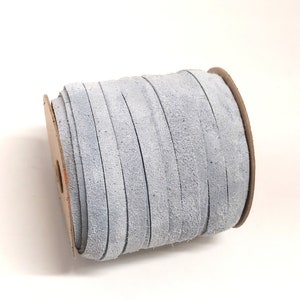 1/2" Flat Light Grey Calf Genuine Cowhide Split Suede Leather (5 yds) 0500NC5 trim tape; edge binding; leather tape