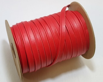 1/2" Cord Piping in Red Polyurethane Knit Vegan Leather (5 YDS) 3277XUPU ; notions and trims; leatherworking; faux leather; sewing