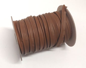 5/8" Round Cord Piping, Genuine Cowhide Leather in Lt Brown (2 YDS) 3118XDE - bold piping; upholstery piping; large cushions
