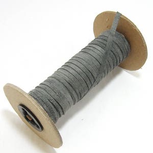 3/16&quot; Flat, Pig Suede Leather Lacing in Gray/Grey #4 (10 YDS) 0187NP5