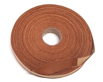 1-1/2" Flat, Thin Cowhide Binding in London Tan (2 YDS) 1500FDC - leather binding; real cowhide; border tape; trim tape, soft and supple