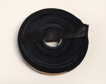 1" Flat Black Genuine Sheep Leather Binding (2 yds) 1000NLB trim tape; edge binding; leather tape