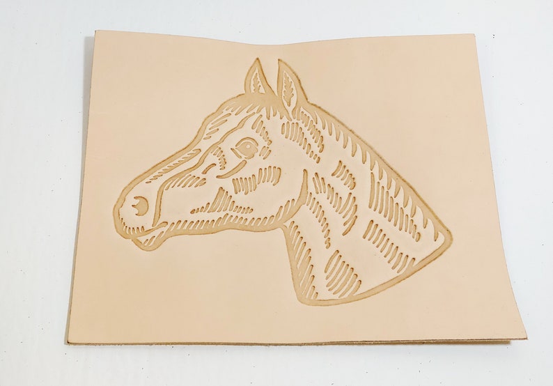 Natural Veg Tan Horse Head Leather Piece Ready to Paint and Frame 5 oz Good for Crafting equestrian; horse lover gift 8 x 10