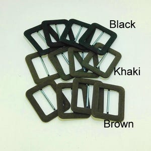 Fabric Covered Buckles in Black, Brown, and Green - 1&quot;, 2&quot;, 2.5&quot; Square, Rectangle, LOOK