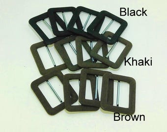Fibbie rivestite in tessuto in nero, marrone e verde - 1", 2", 2,5" quadrate, rettangolari, LOOK