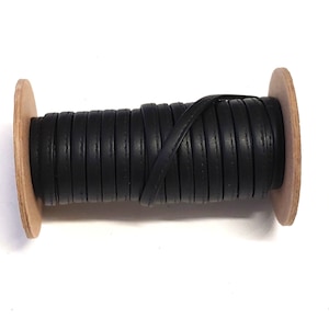 1/4&quot; Stitched and Reinforced Real Leather Jewelry Cord in Black Silk (3 yards)  2643XDA