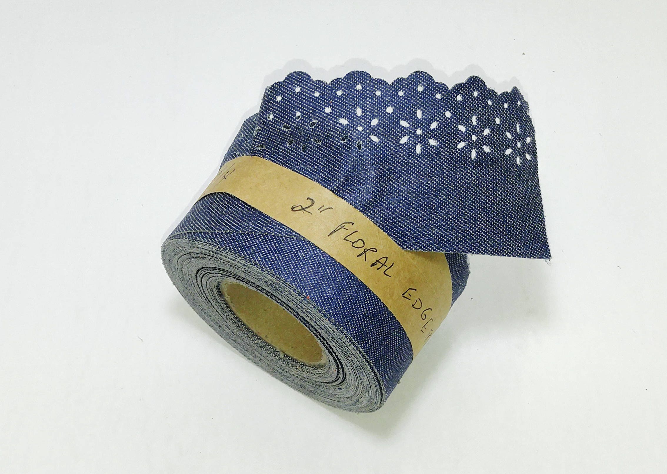Denim Floral Trim Tape With Perforated and Scalloped Edge 2 Wide 3 YDS  3745XTDEN Trim Tape Decorative Sewing Crafting -  Canada