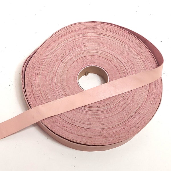 3/4" Flat, Cowhide Leather Binding in Pink (5 YDS) 0750NDB trim tape; edge binding; leather tape