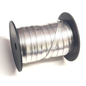 1/2&quot; Double-Folded Cowhide Strap in Silver Metallic (5 YDS) 0500BDD WITHOUT Reinforcement