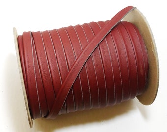 1/2" Cord Piping in Bordeau Red Polyurethane Faux Leather 3277XULT (5 YDS) Vegan Friendly; Lamb Touch softness and finish; soft and supple