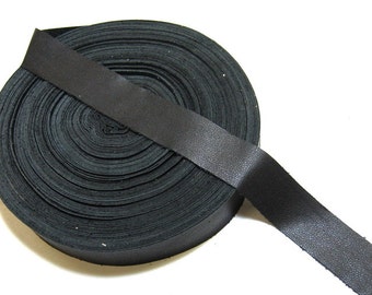 1" Flat, Cowhide Leather Binding in Black 1500 (3 YDS) 1000ND9 edge binding; trim tape