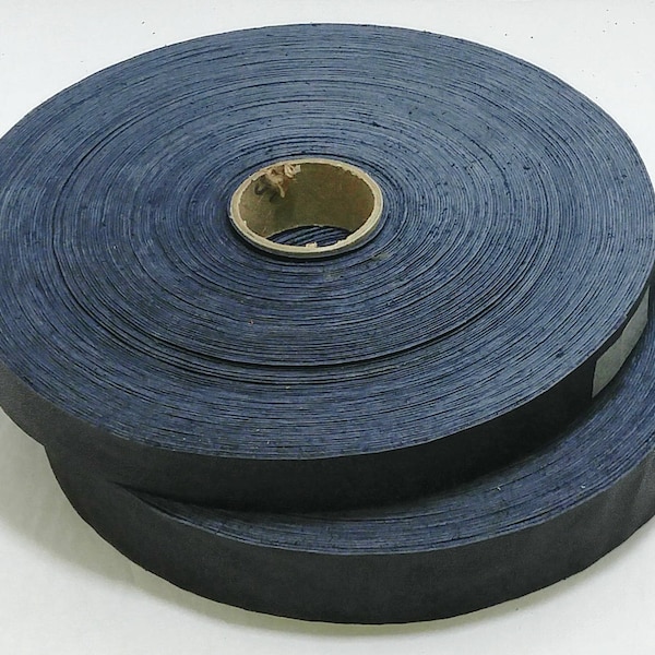 1-1/4" Flat, Cowhide Leather Binding in Navy Blue Lamb Touch (3 YDS) 1250NDB trim tape; edge binding; leather tape