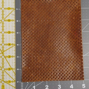 Cognac Perforated Leather Die Cut Rectangles in Genuine Cowhide Leather - brown, tan - choose your size