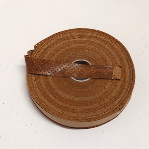 1&quot; Flat, Perforated Cowhide Leather Edge Binding in Cognac UPL (2 YDS) 1000FDE3P1