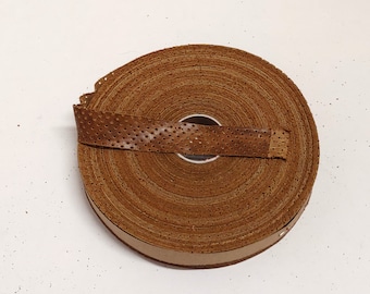 1" Flat, Perforated Cowhide Leather Edge Binding in Cognac UPL (3 YDS) 1000FDE3P1