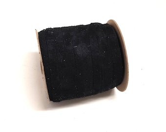 1/2" Flat Black Cow Genuine Cowhide Split Suede Leather (5 yds) 0500NC5 trim tape; edge binding; leather tape