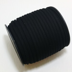 1/4&quot; Quadruple Fold Stretch Lycra Cord Stitched without Reinforcement in Black (5 yds) 0250QTST - jacket cord; handbags; sewing
