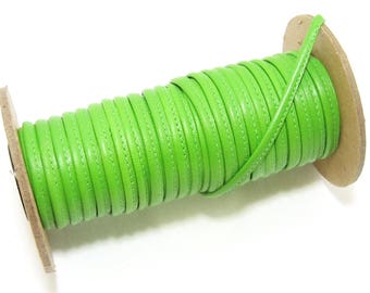 3/16" Stitched Round Reinforced Italian Leather Jewelry Cord in Smooth Issy Green (3 YDS) 3656XDB