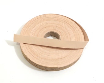 3/4" Flat Cowhide Leather Binding in Natural Veg Tan 0750FCE trim tape; edge binding; 3.89 YARDS (CARD)