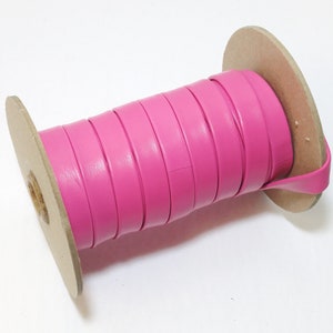 1/2&quot; Genuine Lamb Leather Folded Leather Strip in Hot Pink Lambskin (3 yds) 3702XLA Double-folded and Reinforced