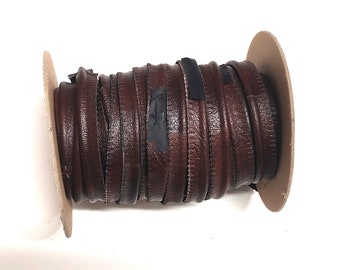 DAMAGED - 5/8" Round Cord Piping, Genuine Cowhide Leather in Brown UPL (3 YDS) 3118XD - bold piping; upholstery piping; large cushions