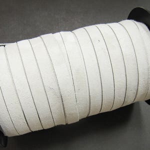 3/16&quot; Flat, Lacing in Issy White Calf Split Suede 0187ND9 lacing leather string