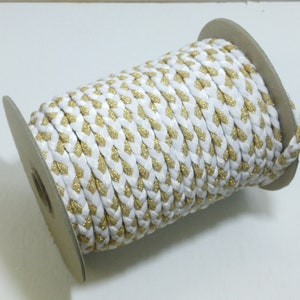 Gold and White 3 Strand Stretchy Braid Trim (5 yards)