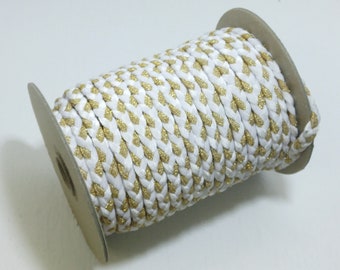 Gold and White 3 Strand Stretchy Braid Trim (5 yards)