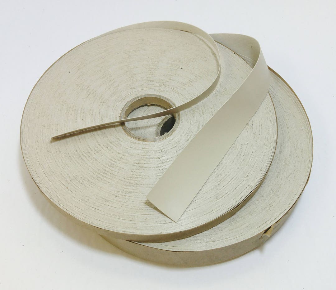 10 YDS of Flat Vegan Leather Edge Binding in Beige Bias Vinyl 3/8, 1/2, 3/4 or 1 Wide Top Stitch