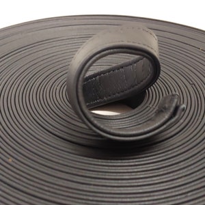 3/4&quot; Double-Folded and Reinforced, Cowhide Leather Strap in Black Bresil Stitched Back to Back (1 YD) 3782XDB