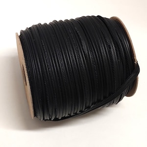 7/16&quot; Double Cord Piping, Genuine Cowhide Leather in Black Manhattan (3 YDS) 3769XDB - bold piping; upholstery piping;