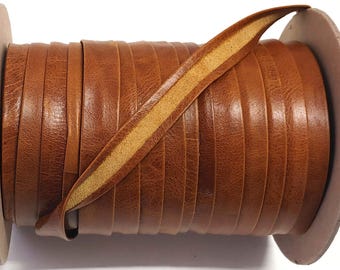 3/4" Open Fold Genuine Leather Binding in Tan UPL (3 YDS) 0750CDE