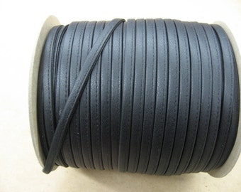 1/4" Cowhide Leather Cord Stitched & Reinforced in Black 1500 (5 yds) 2643XD9