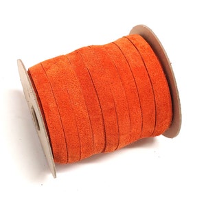 1/2" Flat Orange Calf Genuine Cowhide Split Suede Leather (5 yds) 0500NC5 trim tape; edge binding; leather tape