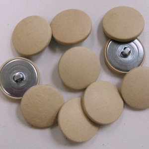 10 Cowhide Leather Covered Buttons 40 Line, 1&quot; (25.5mm) Beige