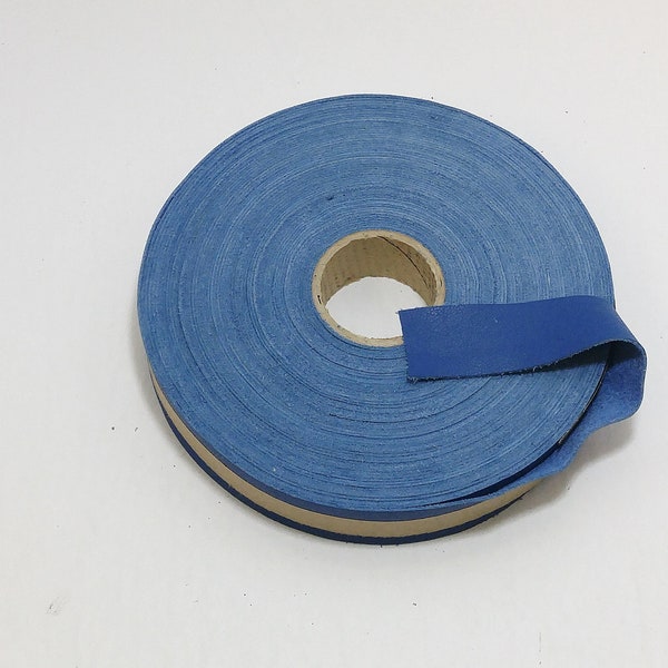 1-1/2" Flat, Cowhide Leather Edge Binding in Blue Duquessa (3 YDS) 1500NDB - Trim tape; leather tape - not to be used for a strap