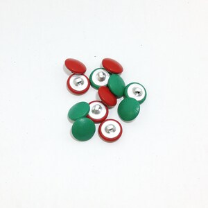 24 Line, Lambskin Leather Covered Buttons in Jade Green and Cherry Red Lamb (12 PC.) 5/8&quot; 16mm Christmas; crafts; costumes; clothing