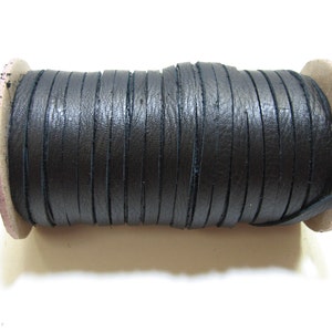 WHOLESALE LOT - Genuine Leather Flat Lacing varying from 1/8&quot; to 3/16&quot; Black Fuji jewelry cord; lacing; dream catchers; DISCOUNTED 0156ndx