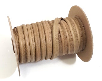 5/8" Round Cord Piping, Genuine Cowhide Leather in Bamboo Silk Beige (2 YDS) 3118XDE - bold piping; upholstery piping; large cushions